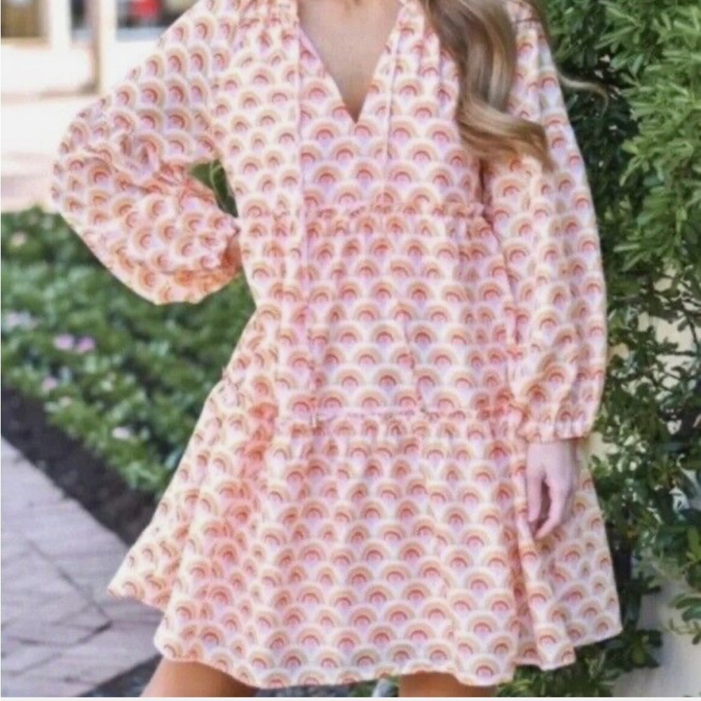 NWOT J. Marie Rainbows Balloon Sleeve Tiered Mini Dress Size XS - Picture 3 of 12